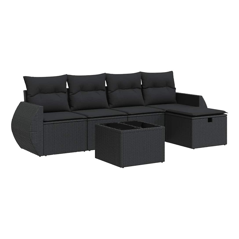 vidaXL 6 Piece Poly Rattan Sofa Set in Black