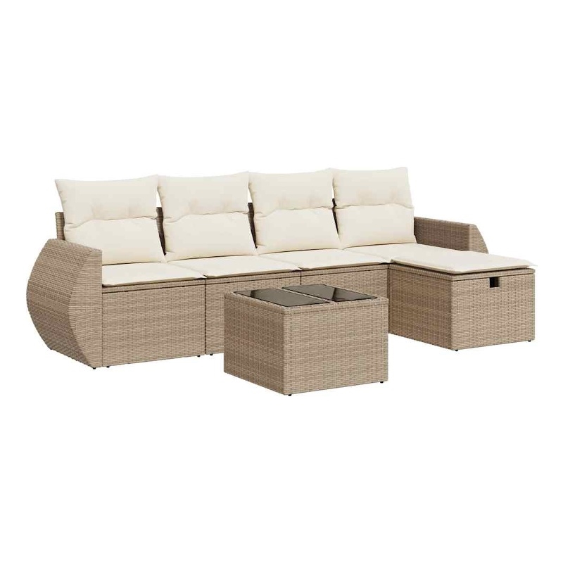 vidaXL 6 Piece Steel Medium Sofa Set in Beige