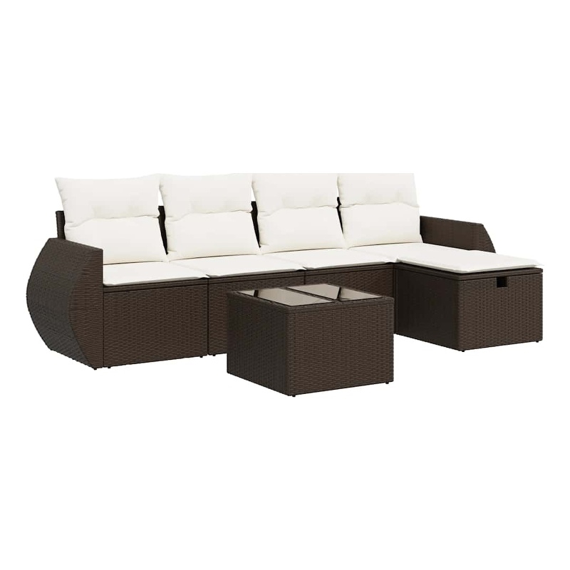 vidaXL 6 Piece Poly Rattan Sofa Set in Brown