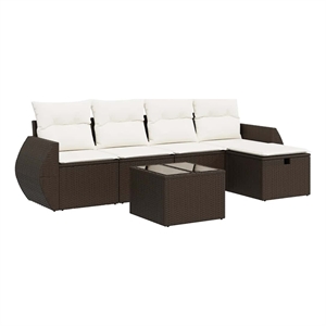 vidaXL 6 Piece Poly Rattan Sofa Set in Brown