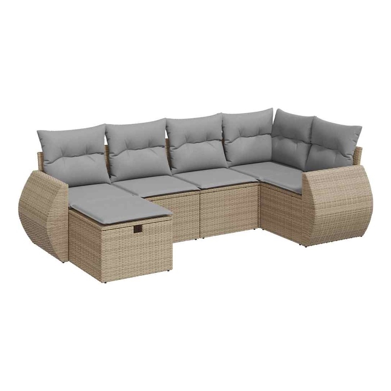 vidaXL 6 Piece Poly Rattan Sofa Set in Beige