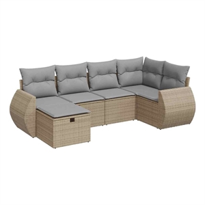 vidaXL 6 Piece Poly Rattan Sofa Set in Beige