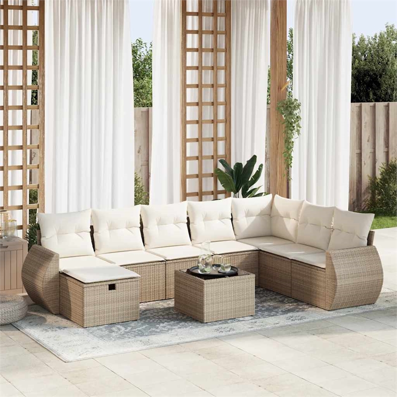 vidaXL 9 Piece Steel Sofa Set in Beige