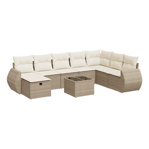 vidaXL 9 Piece Steel Sofa Set in Beige