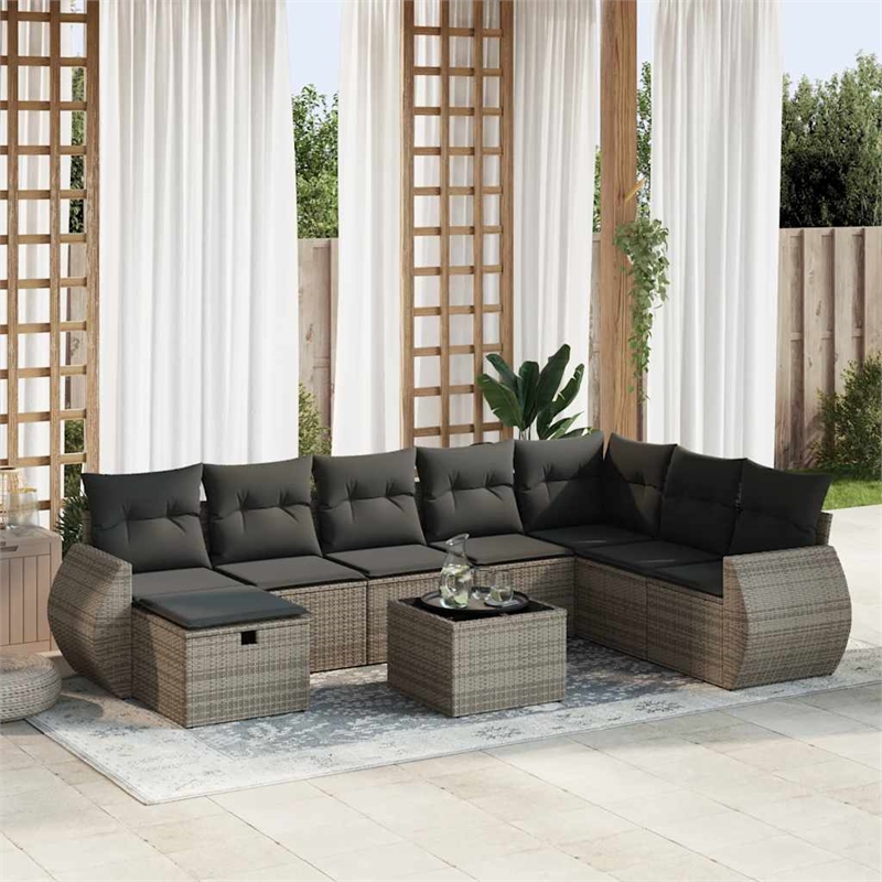 vidaXL 9 Piece Sofa Set in Gray