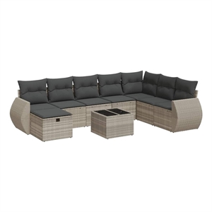 vidaXL Poly Rattan Patio Sofa Set in Gray