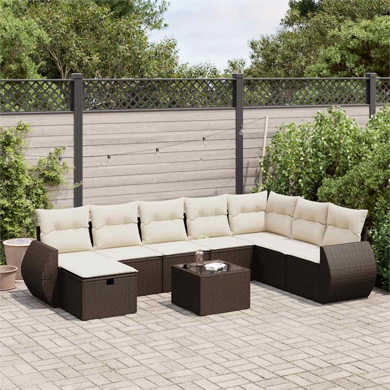 vidaXL 9 Piece Steel Sofa Set in Brown