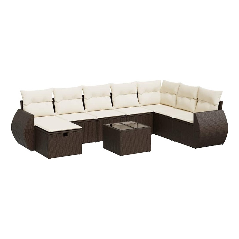 vidaXL 9 Piece Steel Sofa Set in Brown