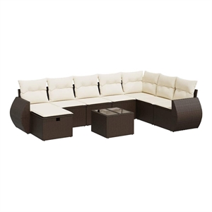 vidaXL 9 Piece Steel Sofa Set in Brown