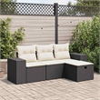 vidaXL 4 Piece Poly Rattan Sofa Set in Black/White/Cream