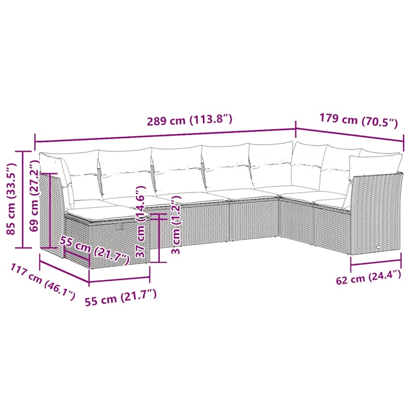 vidaXL 8 Piece Poly Rattan Sofa Set in Black/White/Cream