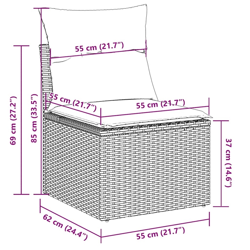 vidaXL 8 Piece Poly Rattan Sofa Set in Black/White/Cream