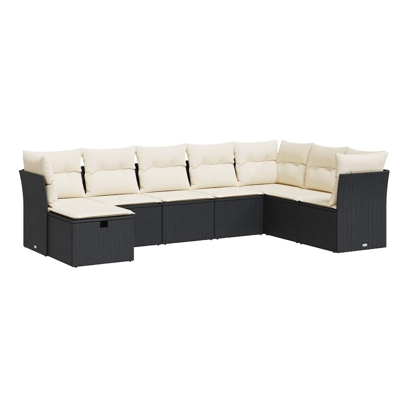 vidaXL 8 Piece Poly Rattan Sofa Set in Black/White/Cream