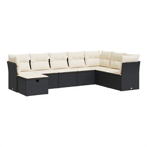 vidaXL 8 Piece Poly Rattan Sofa Set in Black/White/Cream