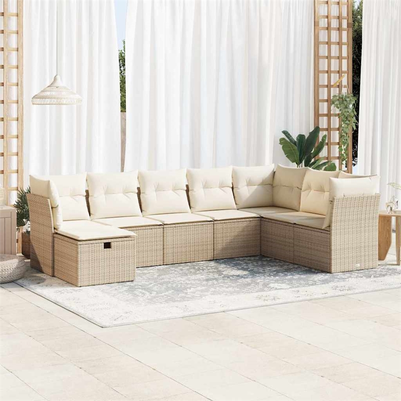 vidaXL 8 Piece Steel Sofa Set in Beige