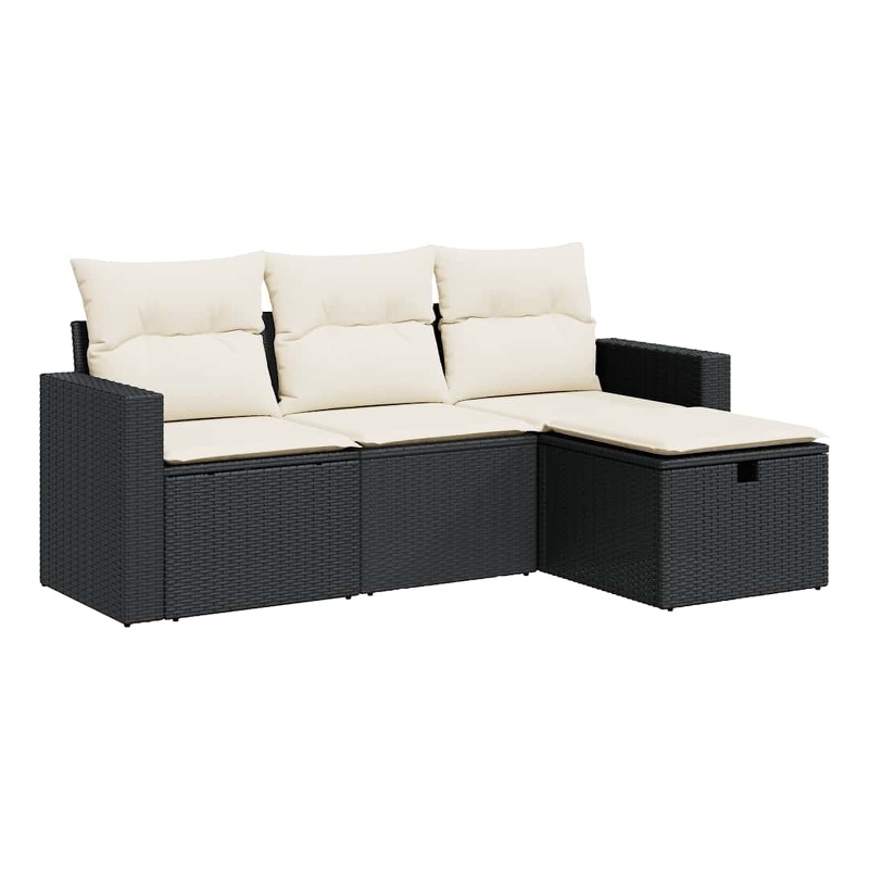 vidaXL 4 Piece Steel Sofa Set in Black