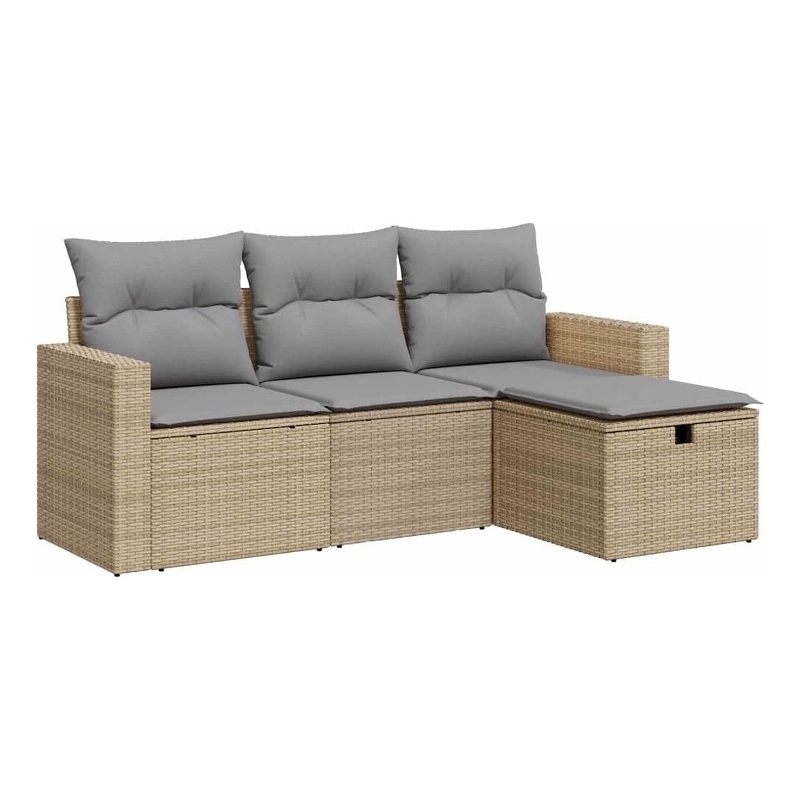 vidaXL 4 Piece Steel Small Sofa Set in Beige
