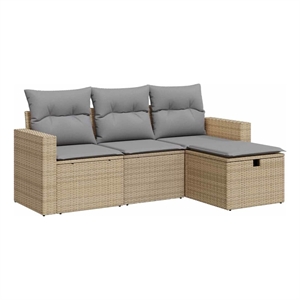 vidaXL 4 Piece Steel Small Sofa Set in Beige