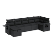 vidaXL 7 Piece Poly Rattan Large Sofa Set in Black