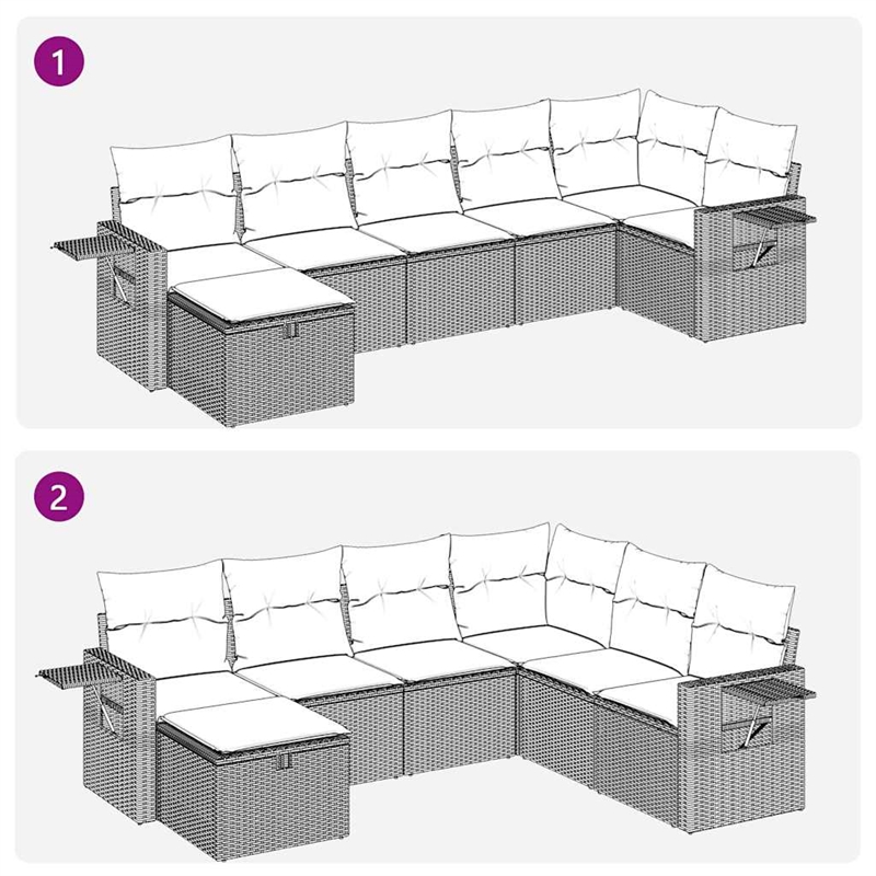 vidaXL 7 Piece Sofa Set in Black