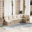vidaXL 7 Piece Poly Rattan Sofa Set in White/Cream/Beige
