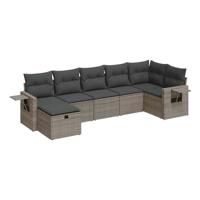 vidaXL Poly Rattan Small Sofa Set in Gray