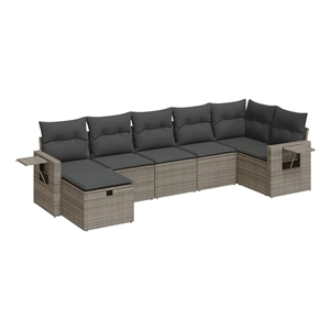 vidaXL Poly Rattan Small Sofa Set in Gray