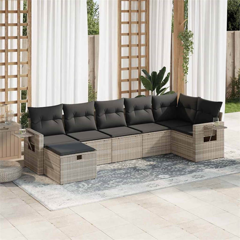 vidaXL 7 Piece Steel Small Sofa Set in Gray