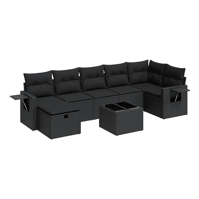 vidaXL 8 Piece Steel Small Sofa Set in Black