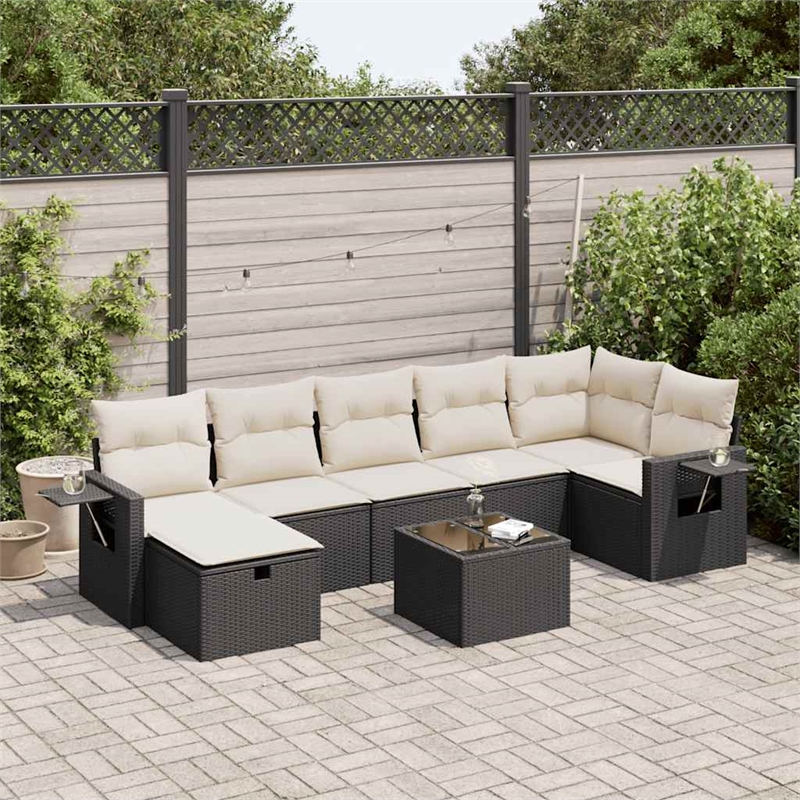 vidaXL 8 Piece Poly Rattan Sofa Set in Black