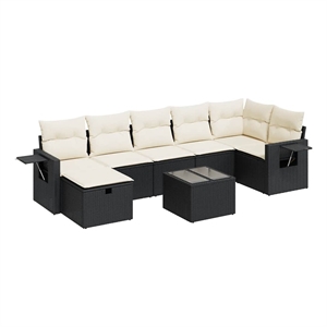 vidaXL 8 Piece Poly Rattan Sofa Set in Black