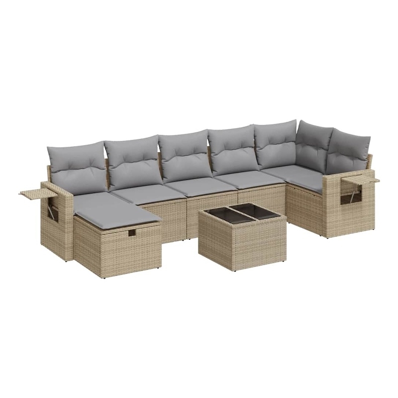 vidaXL 8 Piece Steel Sofa Set in Gray/Beige
