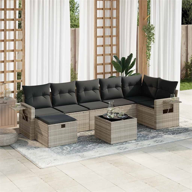 vidaXL 8 Piece Steel Sofa Set in Gray
