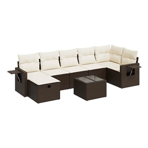 vidaXL 8 Piece Poly Rattan Large Sofa Set in Brown