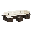 vidaXL 8 Piece Poly Rattan Large Sofa Set in Brown