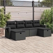 vidaXL 6 Piece Poly Rattan Large Sofa Set in Black