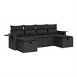vidaXL 6 Piece Poly Rattan Large Sofa Set in Black