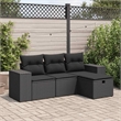 vidaXL 4 Piece Poly Rattan Large Sofa Set in Black