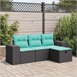 vidaXL 4 Piece Poly Rattan Sofa Set in Black/Blue