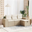 vidaXL 4 Piece Poly Rattan Medium Sofa Set in Beige