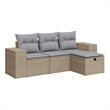 vidaXL Poly Rattan Small Sofa Set in Gray/Beige