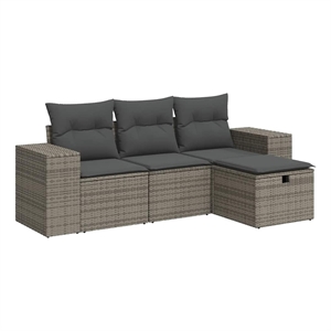 vidaXL 4 Piece Poly Rattan Large Sofa Set in Gray