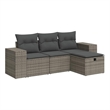 vidaXL 4 Piece Poly Rattan Large Sofa Set in Gray