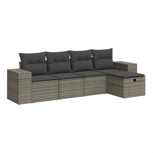 vidaXL 5 Piece Poly Rattan Medium Sofa Set in Gray