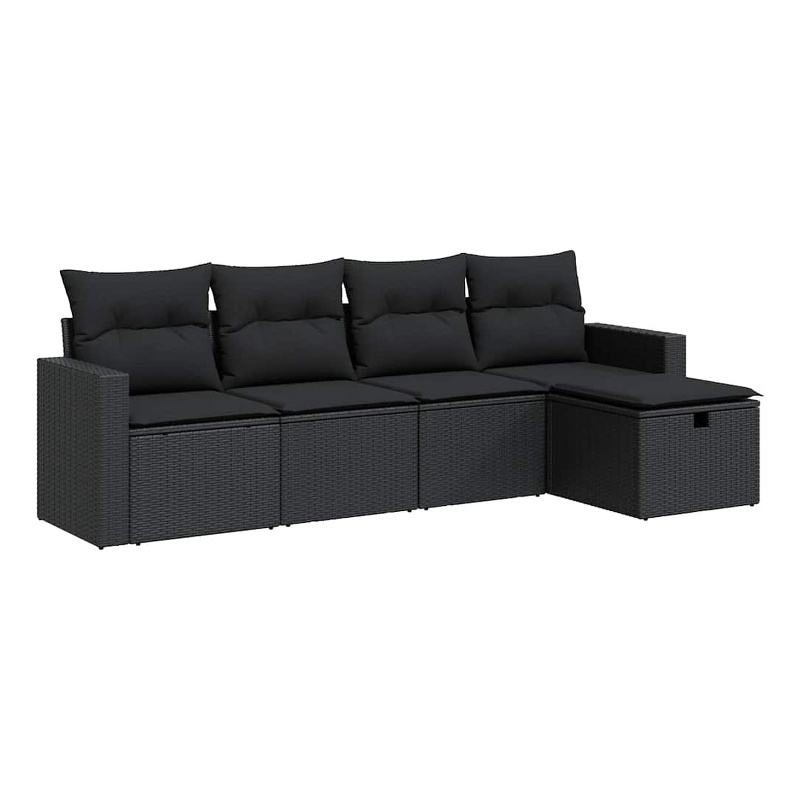 vidaXL 5 Piece Poly Rattan Sofa Set in Black