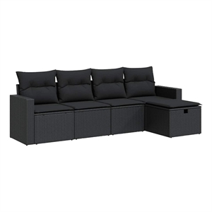 vidaXL 5 Piece Poly Rattan Sofa Set in Black