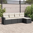 vidaXL 5 Piece Poly Rattan Large Sofa Set in Black/White/Cream