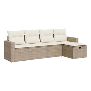 vidaXL 5 Piece Poly Rattan Large Sofa Set in Beige