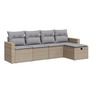 vidaXL 5 Piece Poly Rattan Small Sofa Set in Beige