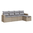 vidaXL 5 Piece Poly Rattan Small Sofa Set in Beige